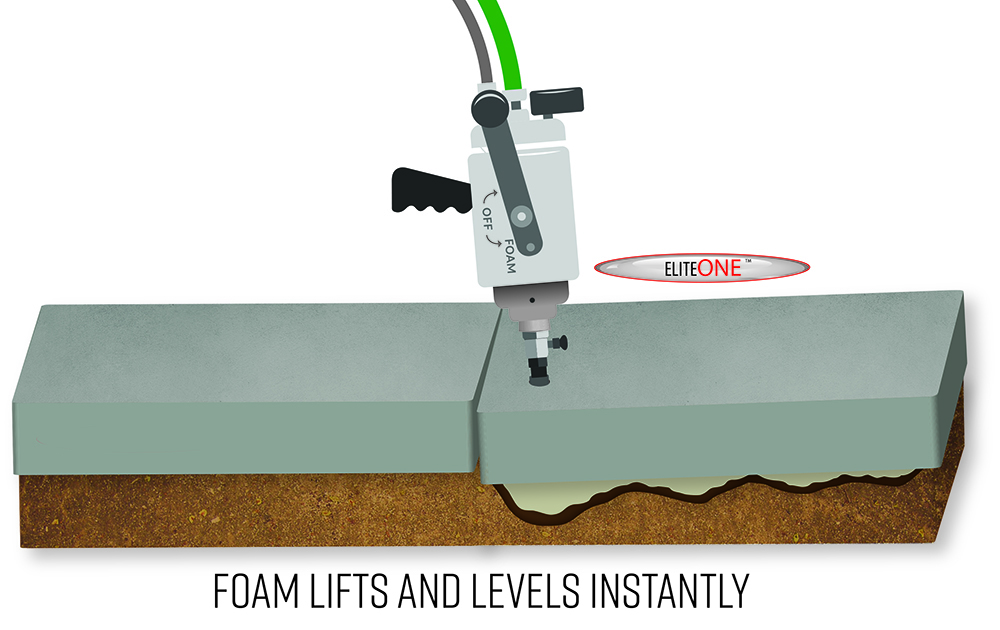 Foam lifts concrete - illustration