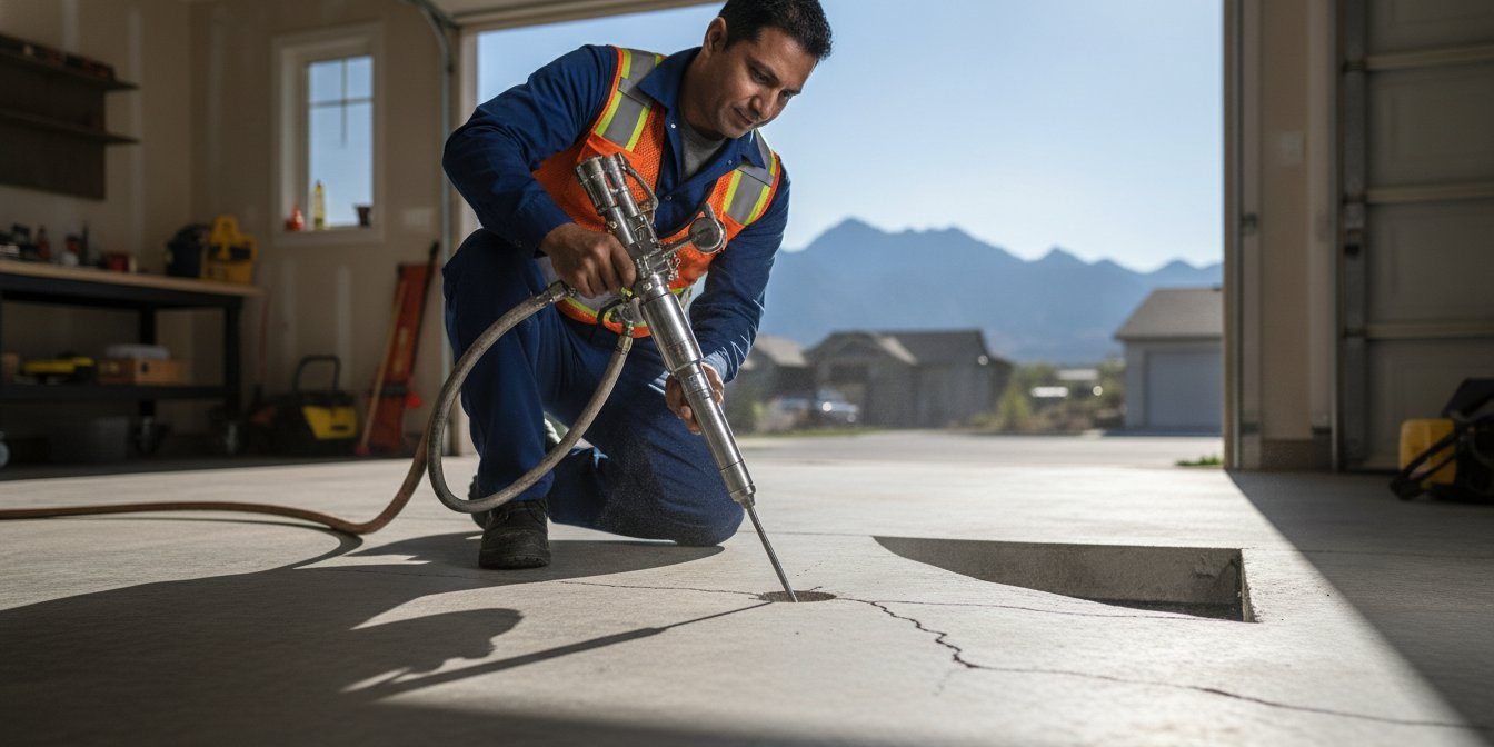 Garage Floor Leveling Denver: Structural Solutions for Sunken Slabs – Hero Image Garage Floor Leveling Denver: Structural Solutions for Sunken Slabs